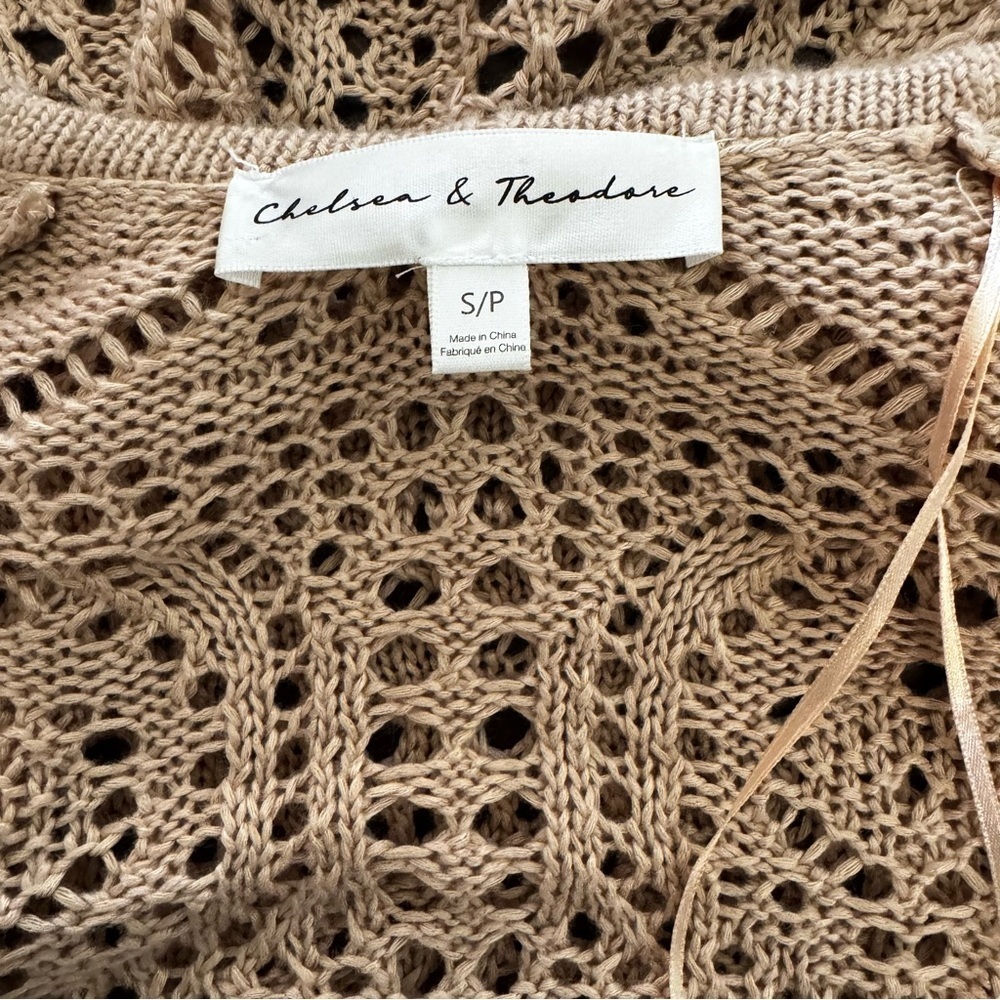 Chelsea & Theodore Open Knit Crochet Longline Open Front Duster Cardigan Sz S - Picture 6 of 10